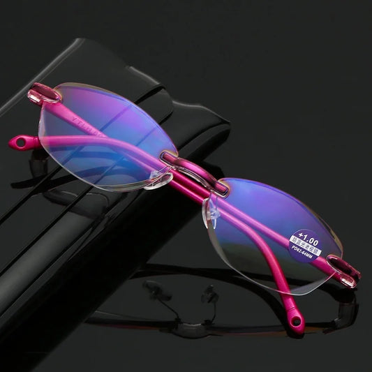 Frameless Square Reading Glasses for Men Women's Anti Blue Light Computer Eyeglasses Far Sight Presbyopia Reader Glasses Women - Ellianto fashion Men's