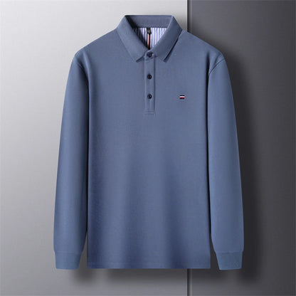 2025 New Men's Casual and Fashionable Embroidered Long Sleeved Polo Shirt Comfortable Breathable and Versatile Summer Top - Ellianto fashion Men's