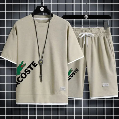 2025 sets of 2 pieces, waffle prints, men's shorts, summer sportswear, men's fashion, comfort and fashion, sportswear sets - Ellianto fashion Men's