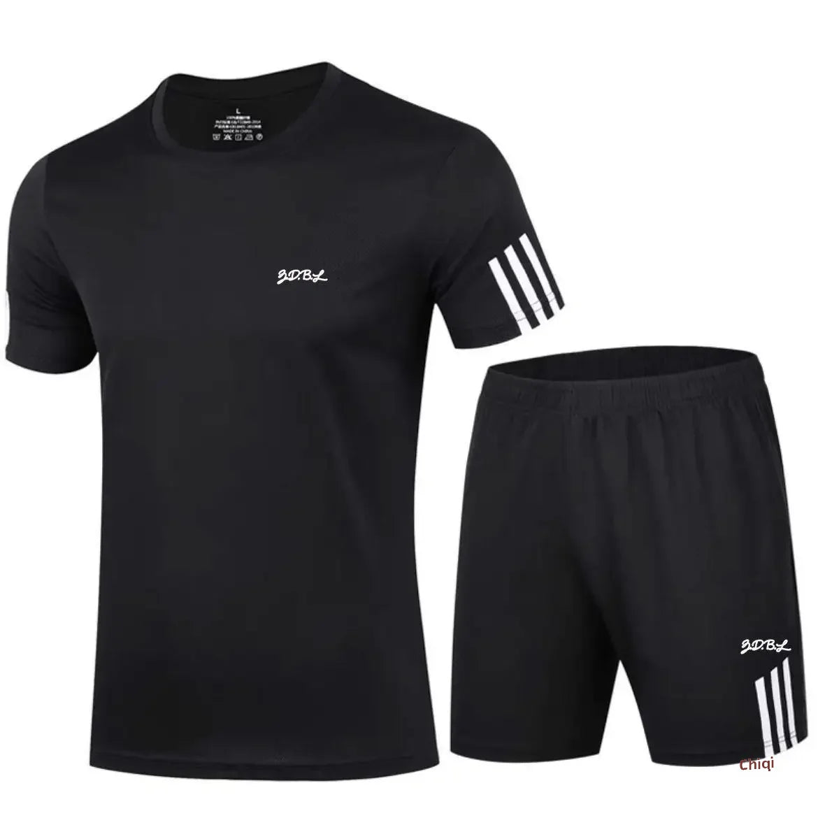 2025 Summer New Men's Round Neck Short Sleeve Casual Loose-fit Quick Dry Breathable Sports Suit - Ellianto fashion Men's