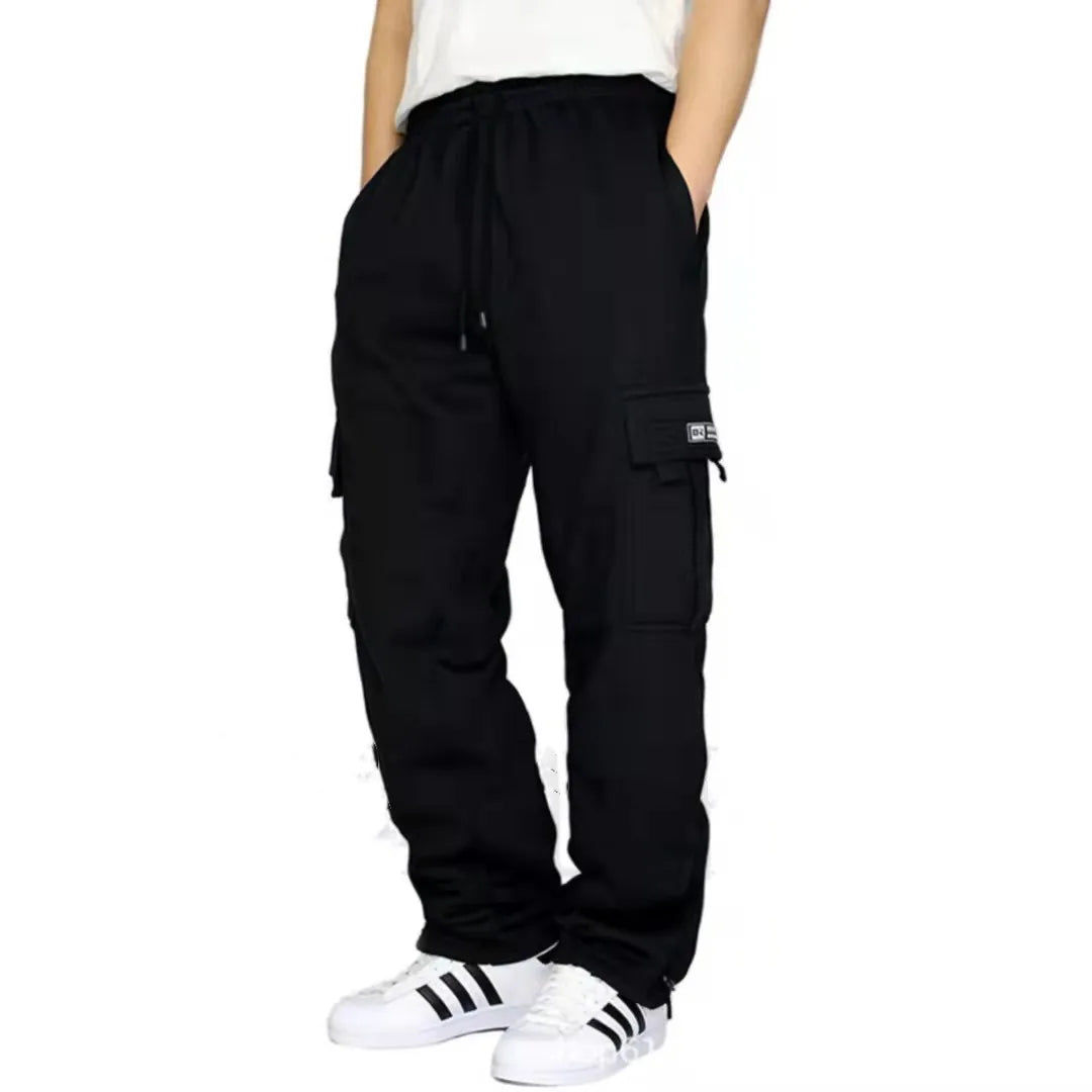 Men's Trousers Work Attire Foot Drawstring Leisure Sports Thickened Pocket Solid Color Four Seasons Loose Pants - Ellianto fashion Men's