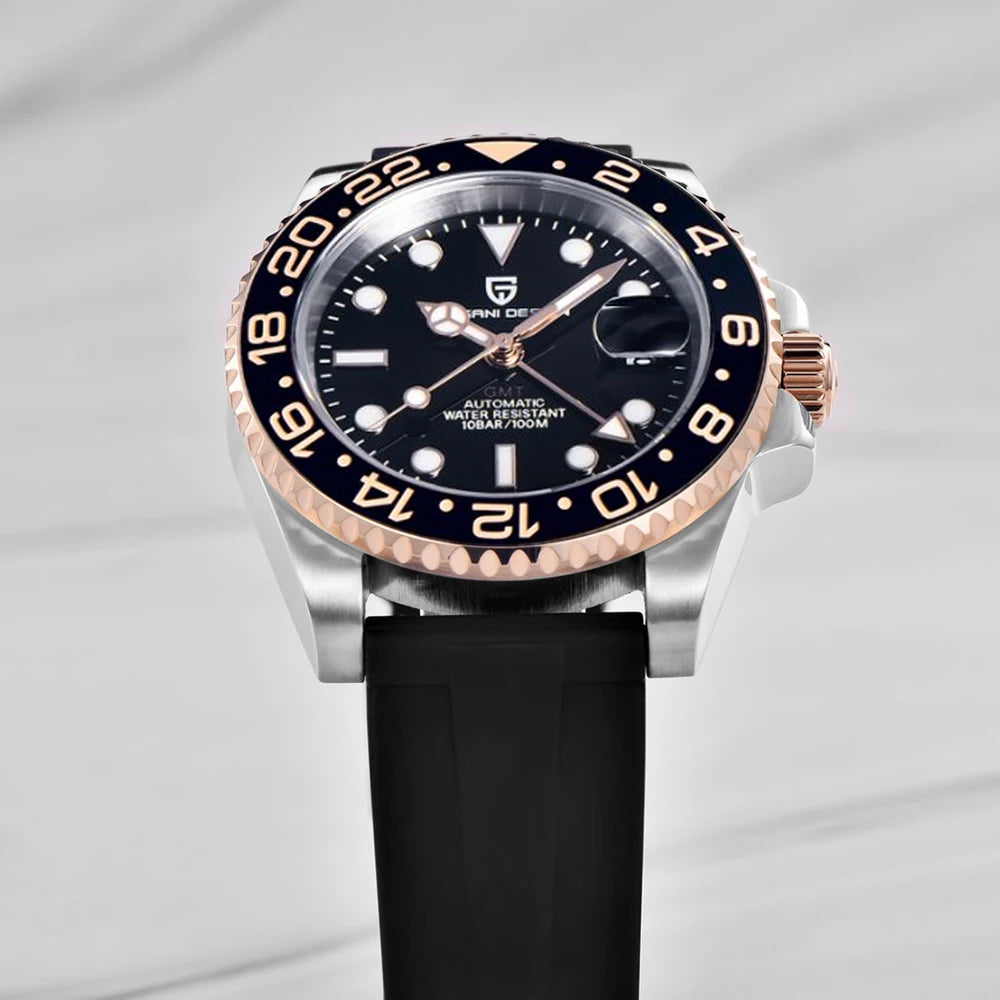 PAGANI DESIGN Automatic mechanical watch rubberstrap 100Mwaterproof night light sports outdoor casual Watch For Man reloj hombre - Ellianto fashion Men's