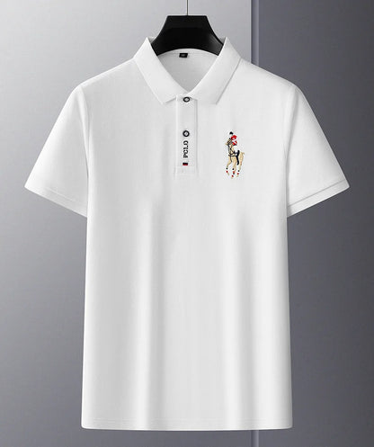 Brand Embroidered Men's Pure Cotton Popsicle Cotton Short Sleeved Polo Shirt Summer New Business Casual Breathable Men's Top 4xl - Ellianto fashion Men's