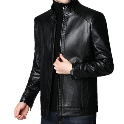brand Vintage Leather Jacket Streetwear Casual Blazer Jackets Man Outerwear Men Leather Suit Jacket Men Slim Fit Coats - Ellianto fashion Men's