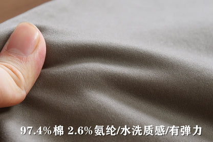 2025 Autumn New American Retro Woven Twill Cargo Pants Men's Simple 97.4% Cotton Washed Micro Elastic Straight Casual Trousers - Ellianto fashion Men's