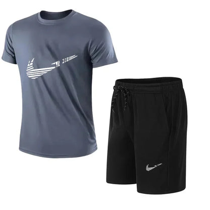 2025 Summer Fashion Men's Tracksuit T-shirt Shorts Set Leisure Short Sleeve Set Jogging Gym Suit Brand Clothing - Ellianto fashion Men's