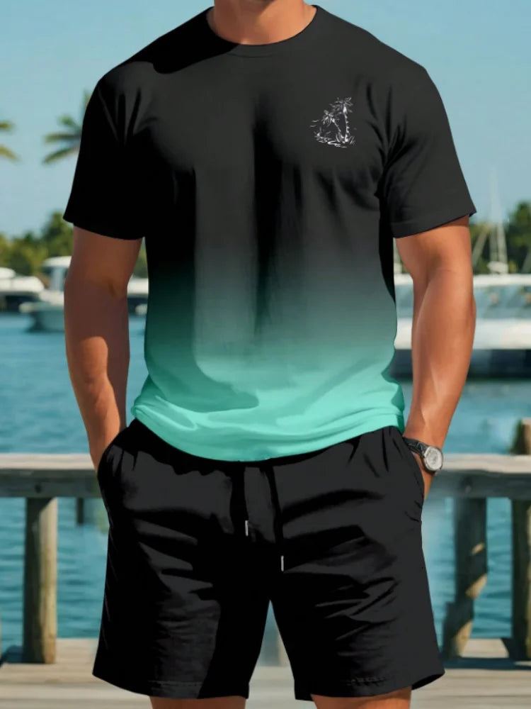 Set Men's Short Sleeve Shorts Set Hawaiian Fashion Suit Summer Casual Outdoor Beach 2pcs Men Clothing Male - Ellianto fashion Men's