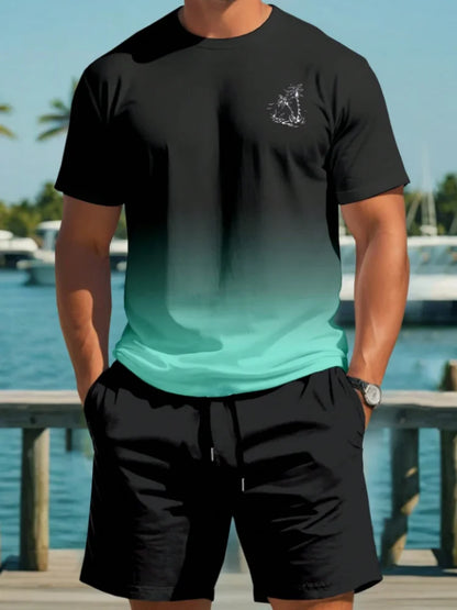 Set Men's Short Sleeve Shorts Set Hawaiian Fashion Suit Summer Casual Outdoor Beach 2pcs Men Clothing Male - Ellianto fashion Men's