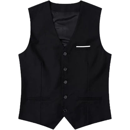 Mens Suit Vest Male Business Formal Wedding Office Birthday Party Outfit Set Easter Church Jacket Black Waistcoat - Ellianto fashion Men's