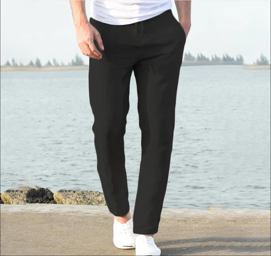 Men's Cotton Linen Pants Joggers Sweatpants Streetwear Breathable Solid Color Linen Trousers Vacation Summer Loose Pants S-5XL - Ellianto fashion Men's