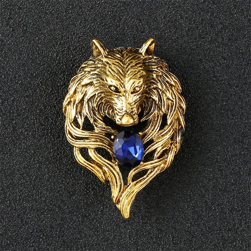 High-end Metal Wolf Head Brooch Metal Animal Lion Badge Lapel Pins for Men Vintage Suit Collar Accessories Casual Jewelry Gifts