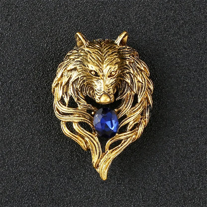 High-end Metal Wolf Head Brooch Metal Animal Lion Badge Lapel Pins for Men Vintage Suit Collar Accessories Casual Jewelry Gifts