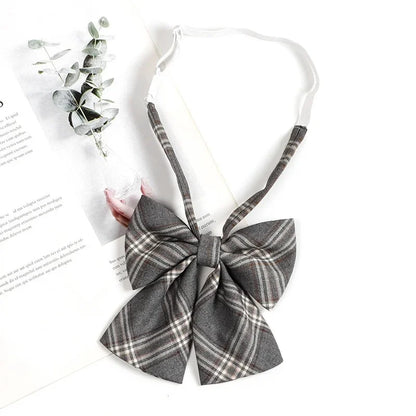 Vintage Brown Plaid Necktie Women's Lazy Person's Japanese Style Preppy Small Tie Bow Tie Handmade Men's Tie
