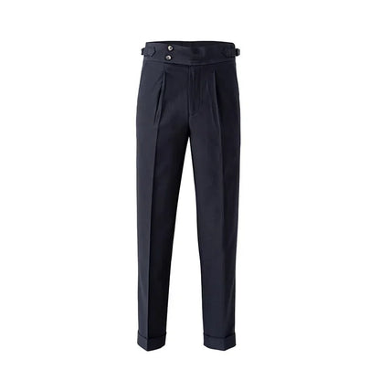Fashionable High-End Men's Casual Pants Naples Straight Leg Non-Iron Business Paris Buckle High Waist Long Trousers - Ellianto fashion Men's