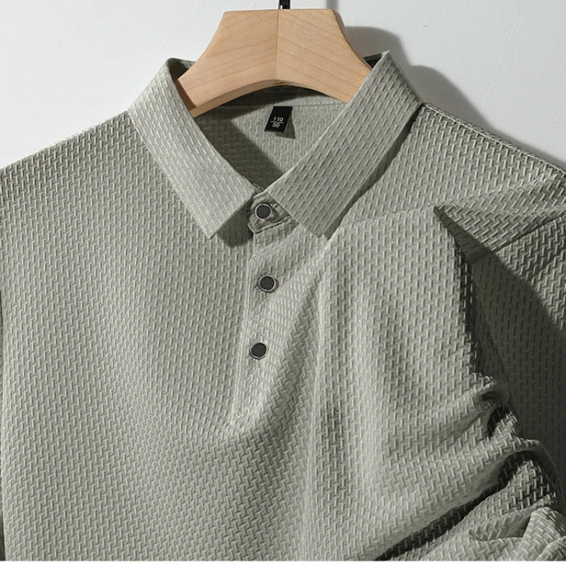2025 Summer Men's New Polo Shirt Seamless Premium Luxury Business Casual Golf Slim Fit Blouse Collar T-shirt Men Clothing - Ellianto fashion Men's