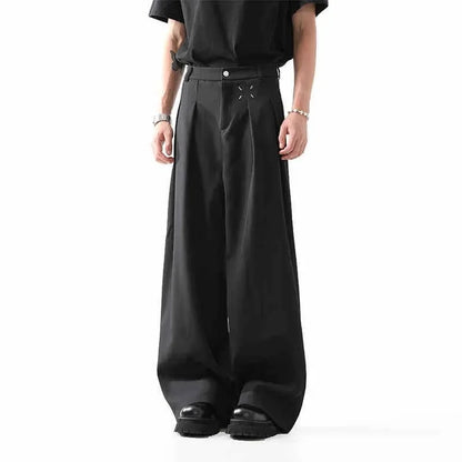 Black Casual Men's Suit Pants Draping Loose Versatile Spring Autumn Seasonal Professional Long Trousers for Male - Ellianto fashion Men's