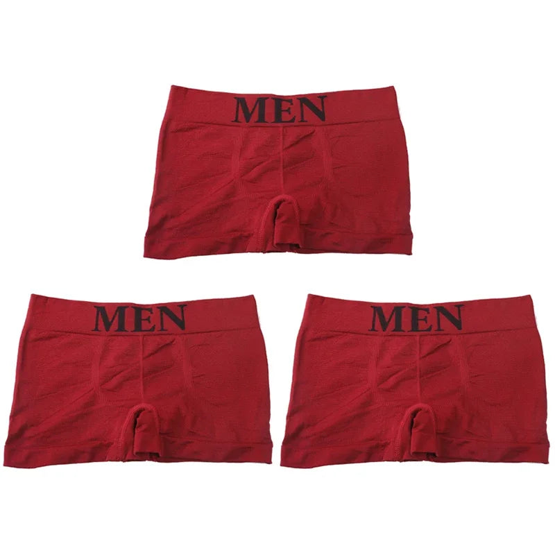 3Pcs/Lot Men's Panties Underwear Boxers Breathable Man Boxer Solid Underpants Comfortable Male Brand Shorts Black Blue Underwear - Ellianto fashion Men's