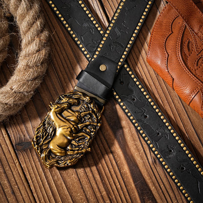 Casual, individual and retro belts, Western-style clothing accessories, metal buckles, PU belts, suitable for both men - Ellianto fashion Men's