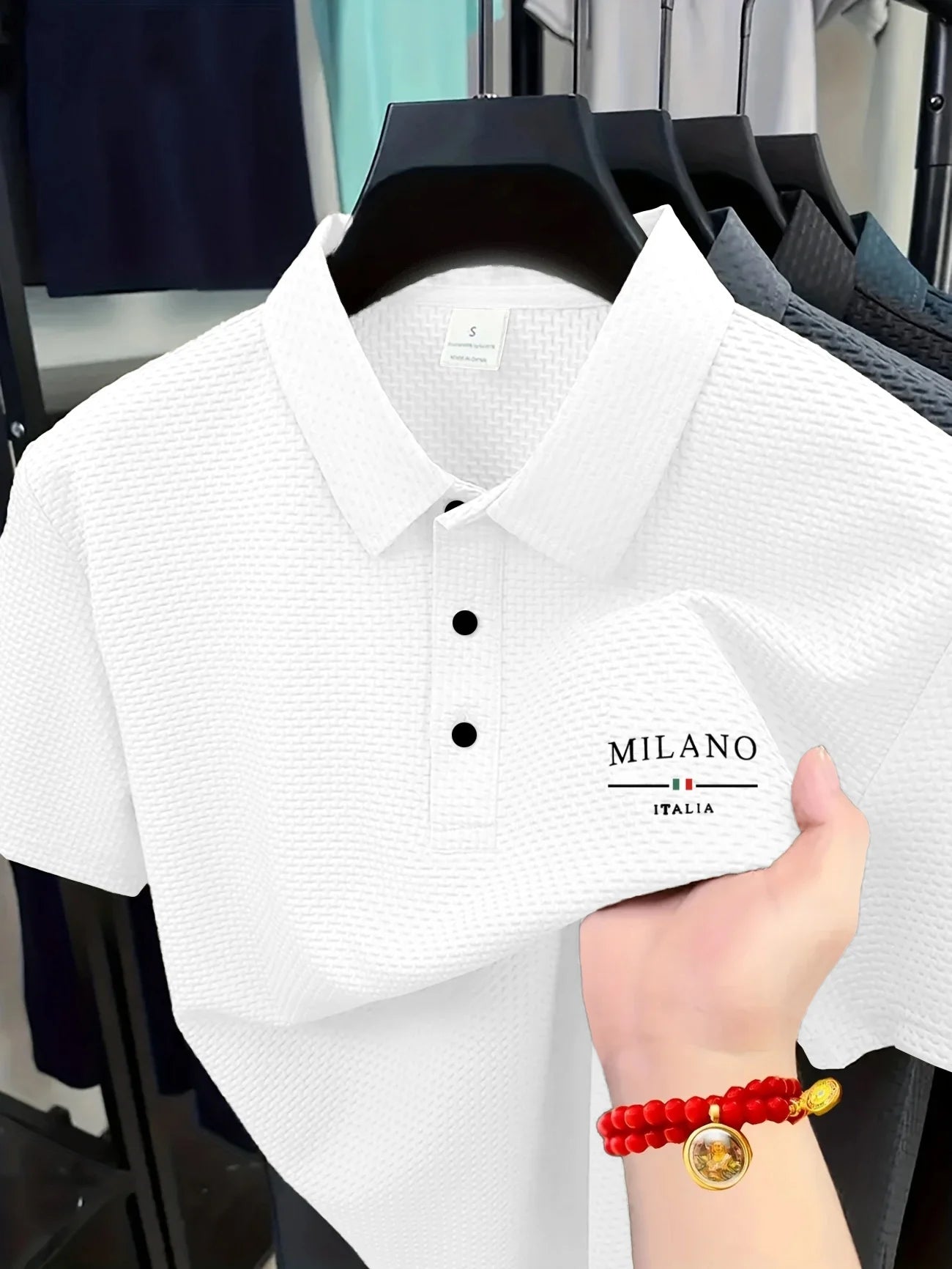 Men's Polo shirt, summer thin lapel short-sleeved, fashionable printed S314MILANO youth casual versatile top - Ellianto fashion Men's