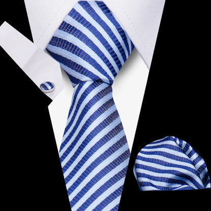 Tie Men Business Necktie Set Classic Plaid Cufflinks Handkerchief For Suit Wedding High Quality 3pcs Ties Sets Formal Gravata - Ellianto fashion Men's