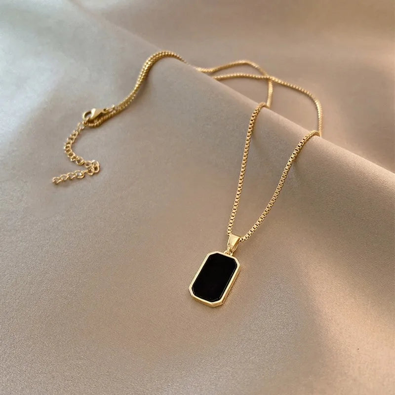Simple Geometric Pendant Necklaces for Men Women Rectangle Stainless Steel Jewelry Cadenas Para Hombre Collares Para Mujer - Ellianto fashion Men's