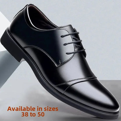 Large Size Men's Leather Shoes Business Formal Derby Breathable Double Buckle Wedding Work Security Office Shoes - Ellianto fashion Men's