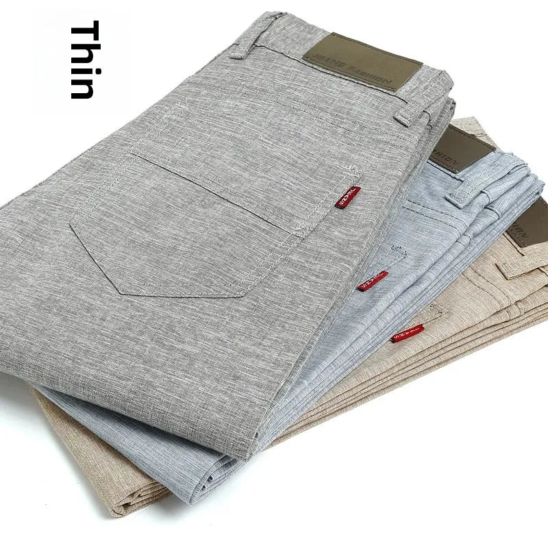 Summer Thin Men's Casual Pants Straight-Leg Loose-Fit Linen Trousers Youth Men's Pants Direct From Manufacturer Wholesale - Ellianto fashion Men's