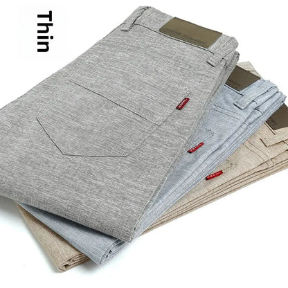 Summer Thin Men's Casual Pants Straight-Leg Loose-Fit Linen Trousers Youth Men's Pants Direct From Manufacturer Wholesale - Ellianto fashion Men's