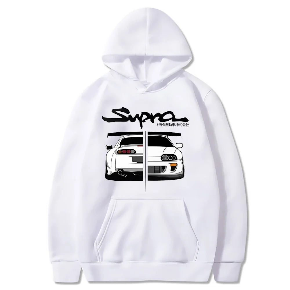 Initial D Supra Hoodie – Lightweight Japanese-Style Manga Print Sweatshirt with Loose Fit and Long Sleeves for Spring-Autumn Comfort