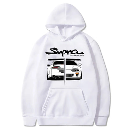 Initial D Supra Hoodie – Lightweight Japanese-Style Manga Print Sweatshirt with Loose Fit and Long Sleeves for Spring-Autumn Comfort