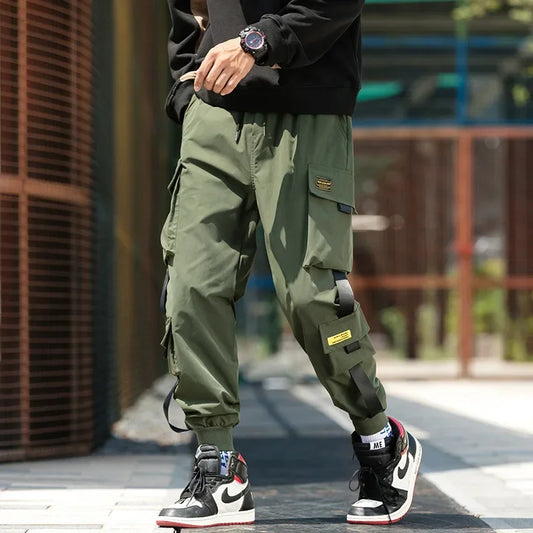 New Spring Summer Men's Fashionable Loose-Fit Plus Size Cargo Pants Versatile Multi-Pocket Casual Trousers - Ellianto fashion Men's