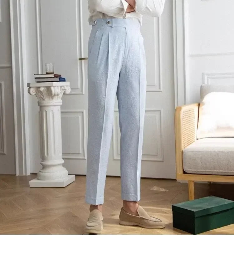 High-quality Harajuku Slim Fit Men's Pants Trendy Brand Draped Suit Casual Trousers Smooths Your Silhouette Small Feet - Ellianto fashion Men's