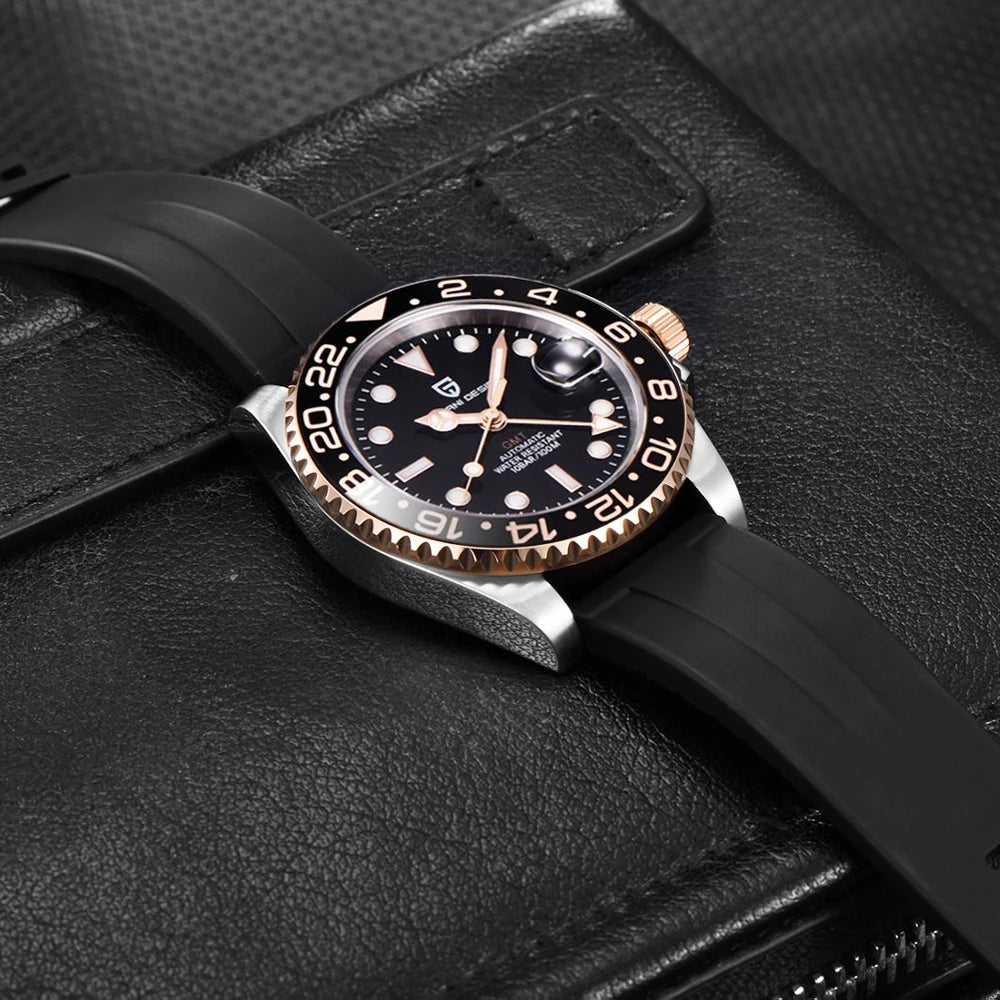 PAGANI DESIGN Automatic mechanical watch rubberstrap 100Mwaterproof night light sports outdoor casual Watch For Man reloj hombre - Ellianto fashion Men's