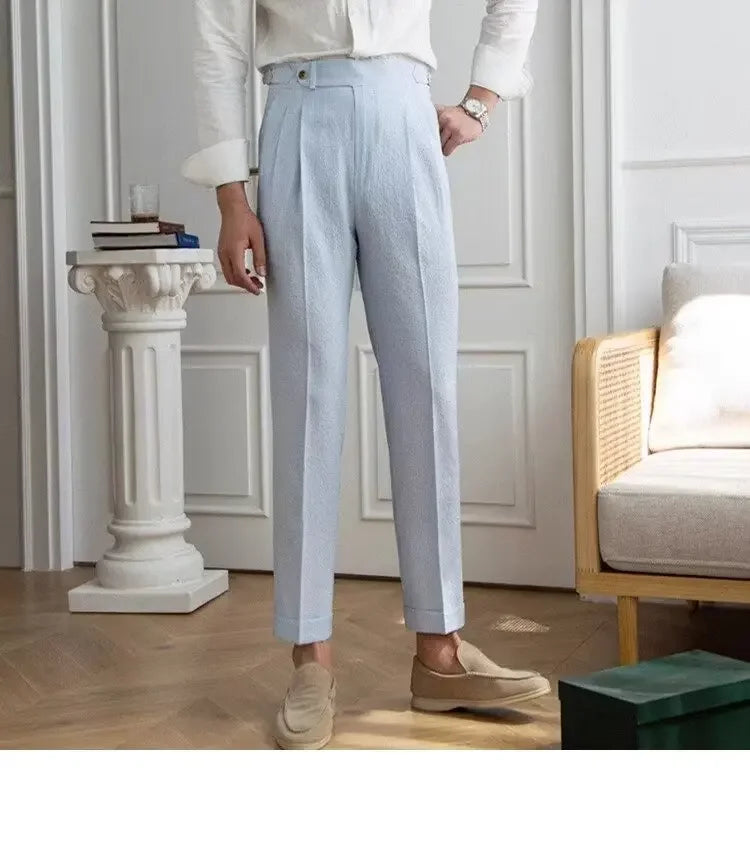 High-quality Harajuku Slim Fit Men's Pants Trendy Brand Draped Suit Casual Trousers Smooths Your Silhouette Small Feet - Ellianto fashion Men's