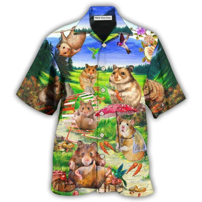 Summer Hawaiian Hamster 3D Print Shirt – Lightweight, Cozy Comfort and Effortless Beach Style for the Modern Gentleman