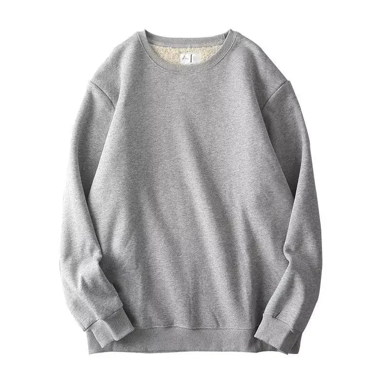 Thickened Fleece-Lined Men's Round Neck Sweatshirt Winter Warm Base Layer Top Innermen's Wear Clothes Loose Style Hoodies