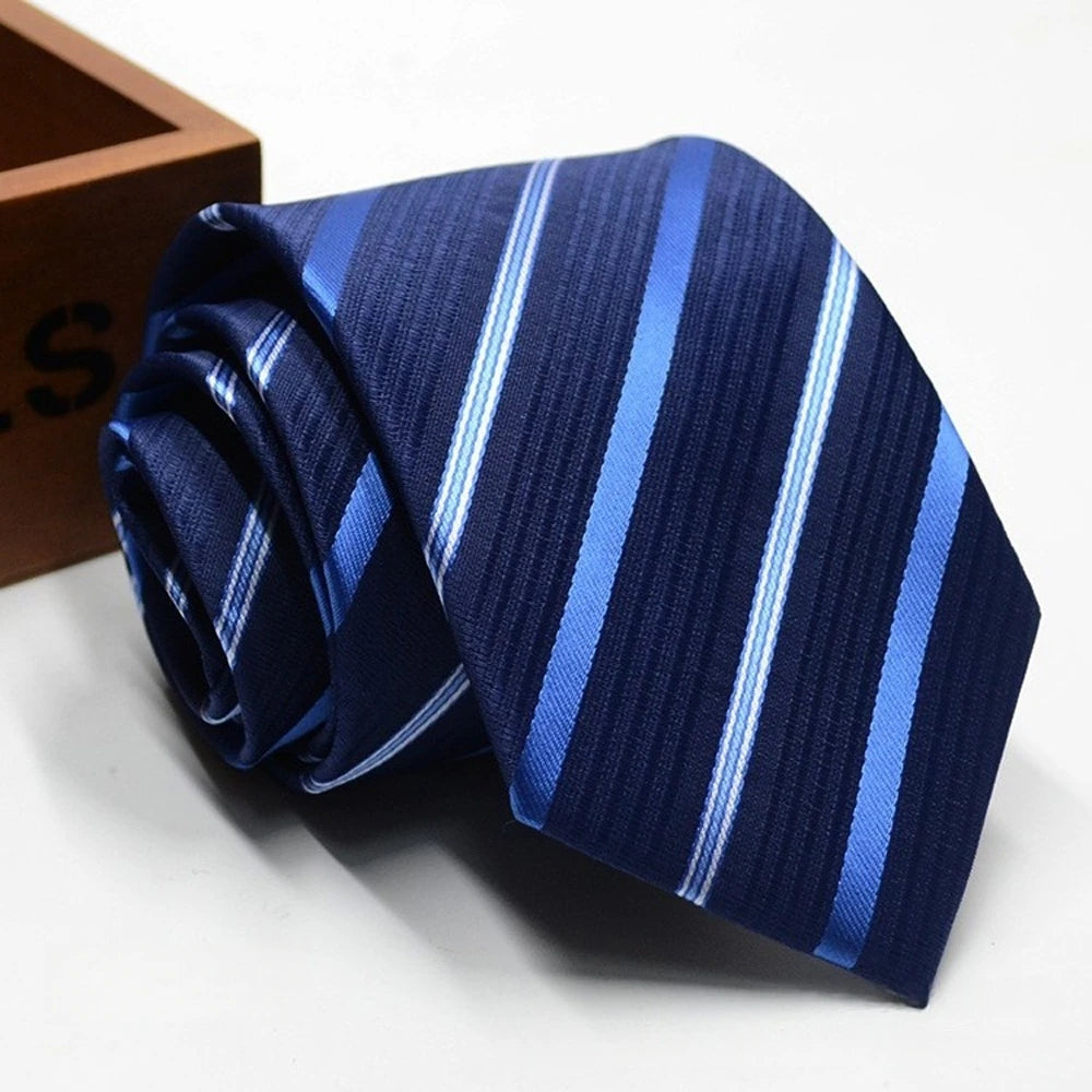Classic Stripe Necktie Men Business Formal Wedding Tie 8cm Blue Black Pink Red Neck Ties Fashion Shirt Dress Accessories - Ellianto fashion Men's