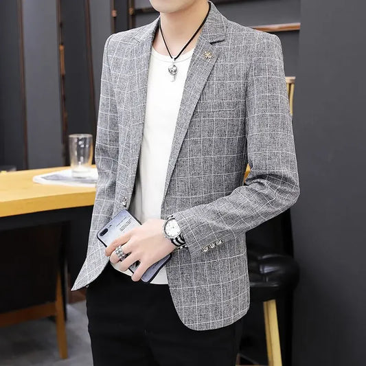 2025 Party Linen Gray Men's Suit Jackets Single Breasted Coat Male Blazer Summer New in Simple Clothing Fashion 2024 Casual Classic