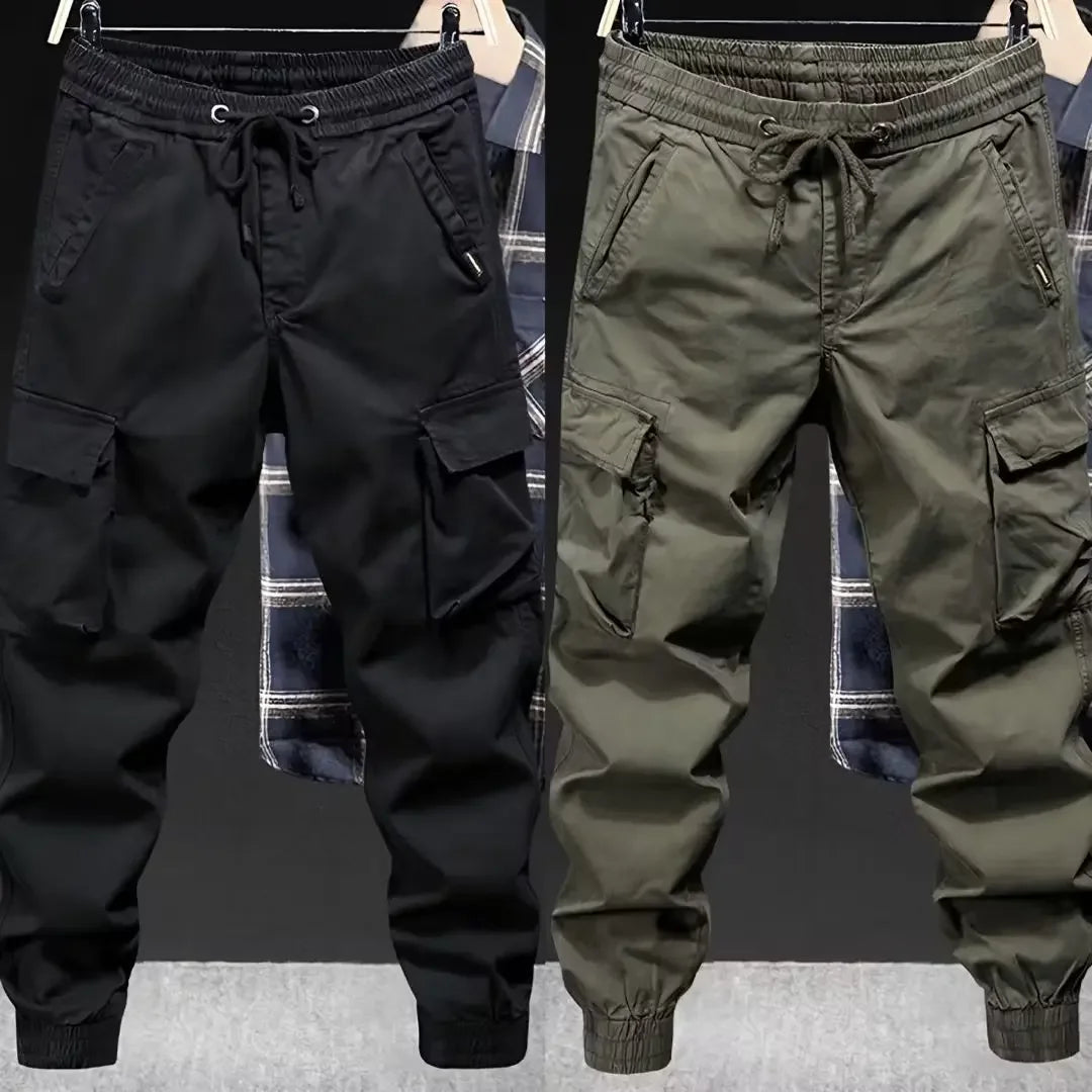 Trendy Brand Casual Cargo Pants Men's Loose Fit Solid Color Cargo Pants American Style Casual For Spring Autumn - Ellianto fashion Men's