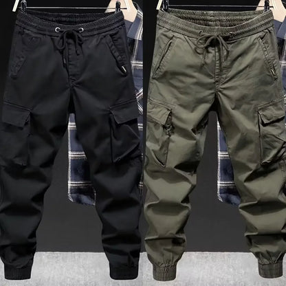 Trendy Brand Casual Cargo Pants Men's Loose Fit Solid Color Cargo Pants American Style Casual For Spring Autumn - Ellianto fashion Men's