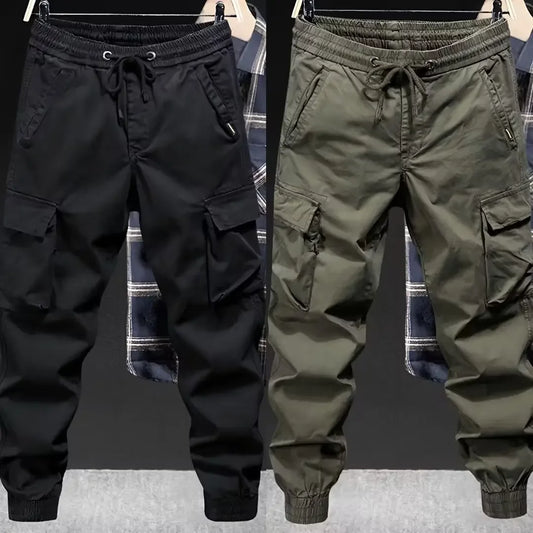 Trendy Brand Casual Cargo Pants Men's Loose Fit Solid Color Cargo Pants American Style Casual For Spring Autumn - Ellianto fashion Men's