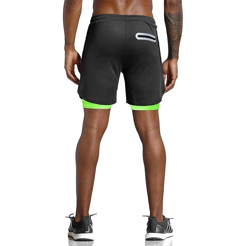 Men Sport Shorts Sportswear Double-deck Running Shorts 2 In 1 Beach Bottoms Summer Gym Fitness Training Jogging Short Pants Men - Ellianto fashion Men's