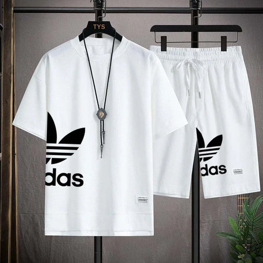 Summer 2025 New Men's pullover sportswear Set, fashionable basketball men's casual short-sleeved T-shirt + shorts two-piece set - Ellianto fashion Men's