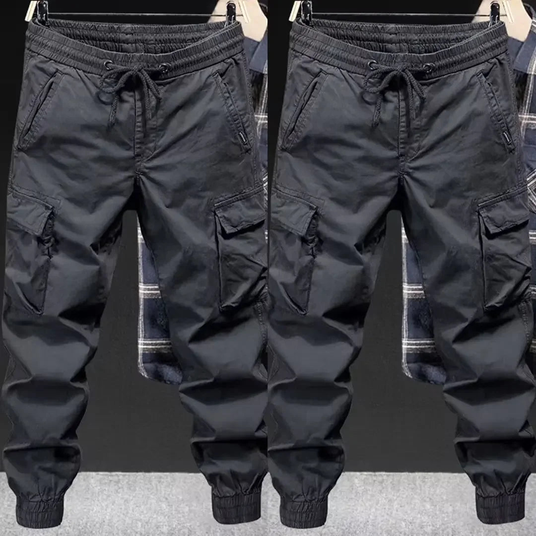 Trendy Brand Casual Cargo Pants Men's Loose Fit Solid Color Cargo Pants American Style Casual For Spring Autumn - Ellianto fashion Men's