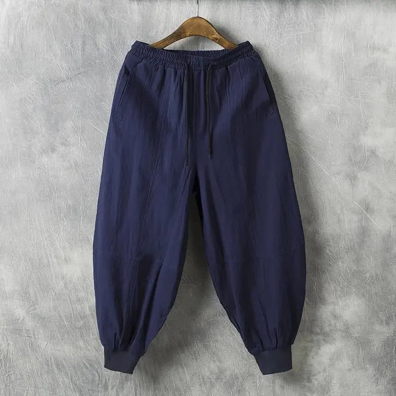 Autumn Men's Linen Casual Pants Loose-fit Trendy Bloomers - Ellianto fashion Men's