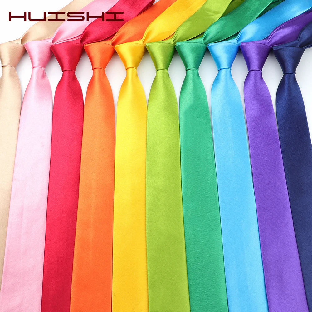 10/12PCS Tie for Men Wholesale 28 Solid Colors Slim Necktie Polyester Satin Cravat Formal Party Ties Fashion Daily Accessory - Ellianto fashion Men's