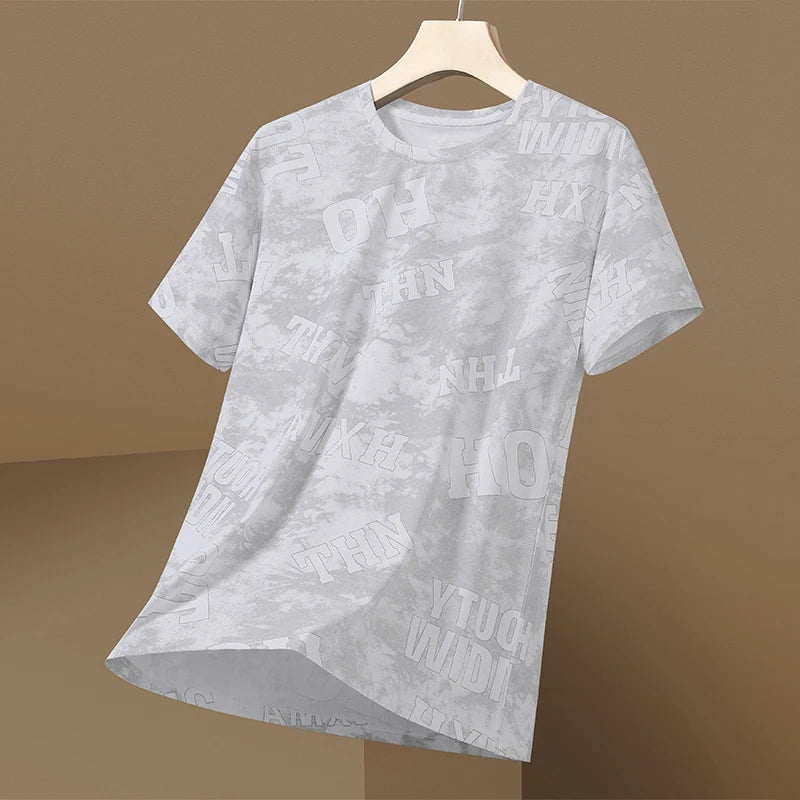 Ice-sensing Cooling Elastic Ice Silk Short-sleeved Daily Casual Versatile Sports Quick-drying T-shirt for Men - Ellianto fashion Men's