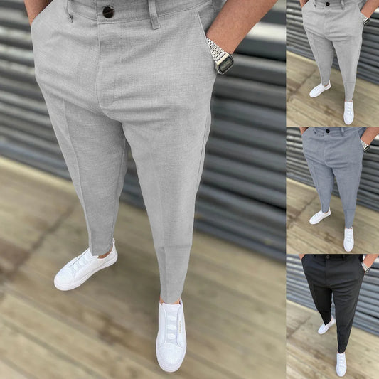 Men Casual Pants Formal Social Streetwear Pencil Trouser For Men's Business Office Workers Wedding Straight Suit Pants Hot Sale - Ellianto fashion Men's