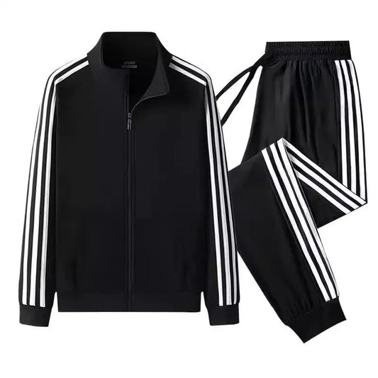 Casual Sportswear Set for Men Spring Autumn Thin Three-Stripes Open Cardigan Hoodie Pants Combo Lightweight Male Outfit - Ellianto fashion Men's