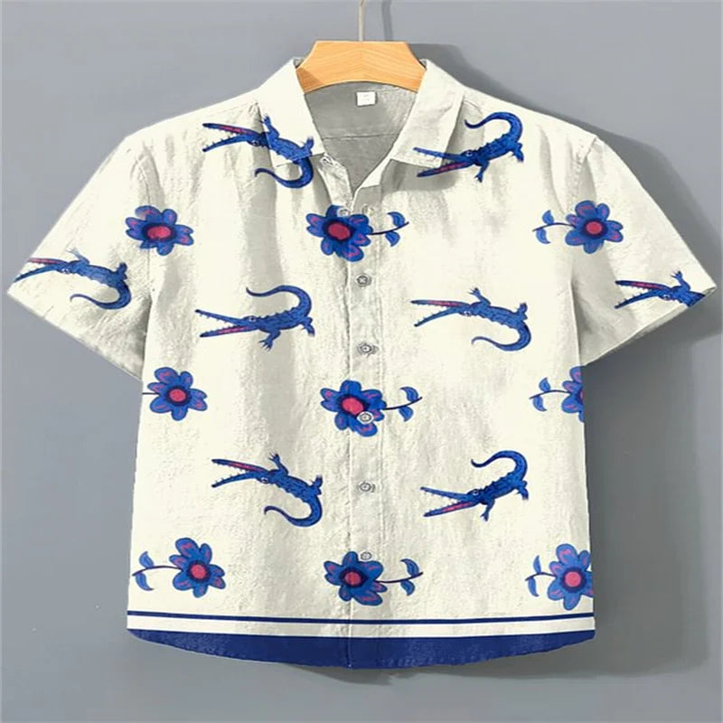 Men's trendy imitation linen crocodile shirt, high-quality and fashionable casual shirt - Ellianto fashion Men's